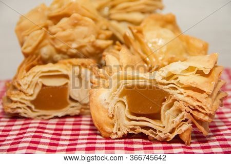 Fried Pastry With Quince And Batata Typical Of South America Gastronomy