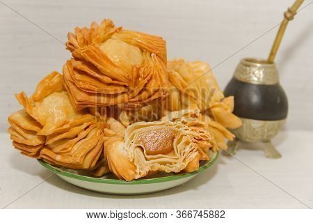 Fried Pastry With Quince And Batata Typical Of South America Gastronomy