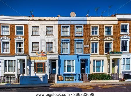 London, UK, Aug 2019, view of some houses in Westbourne Park Road, Notting Hill district