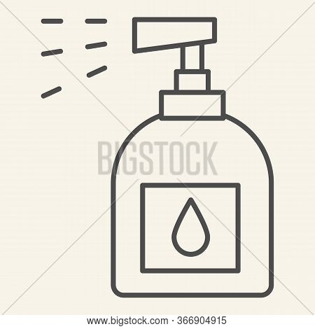 Household Chemicals Thin Line Icon. Spray Bottle Symbol, Outline Style Pictogram On Beige Background