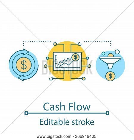 Cash Flow Concept Icon. Profit Growth. Trade Statistics. Marketing Idea Thin Line Illustration. Sale