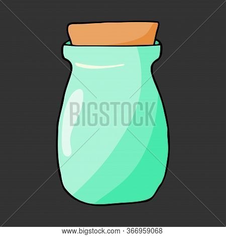 Colorful Hand Drawn Jar Set. Contour Sketch. Cartoon Kitchen Objects Doodle Style. Vector Illustrati