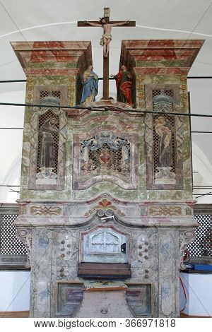 MARIJA GORICA, CROATIA - OCTOBER 02, 2012: Organ in the Church of the Visitation of the Virgin Mary in Marija Gorica, Croatia