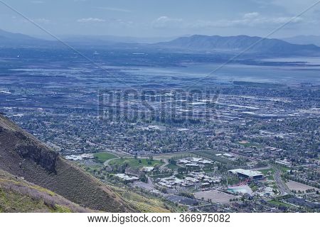 Provo Landscape And Utah Lake Views From The Bonneville Shoreline Trail (bst) And The Y Trail, Which