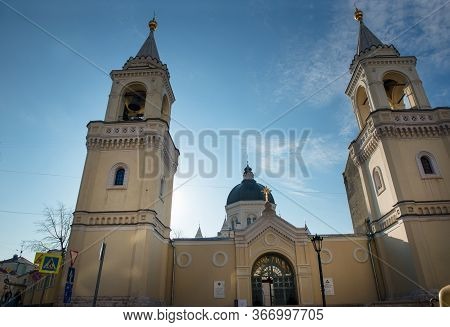 Moscow, Russia - February 22, 2020: Entrance To The   John The Baptist Stavropegial Convent. Maly Iv