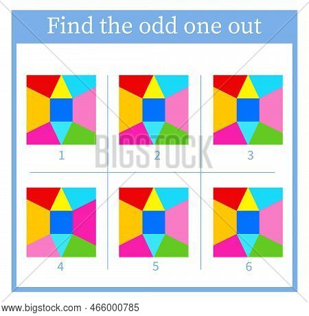 Find The Odd One Out. Visual Logic Puzzle For Children. Vector Illustration.