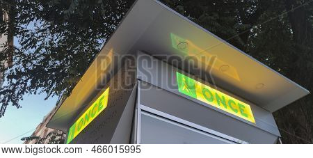 Caceres, Spain - August 4th, 2022: Modern Once Kiosk Where Gaming Products Are Selled