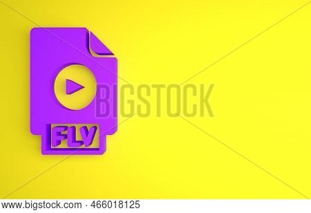 Purple Flv File Document Video File Format. Download Flv Button Icon Isolated On Yellow Background. 