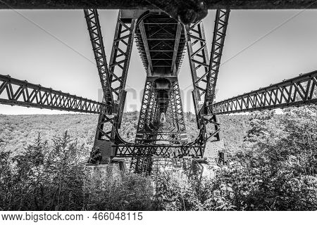 Destroyed Historic Kinzua Railway Bridge After A Tornado Went Through, Pennsylvania, Usa