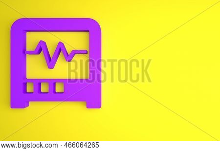 Purple Seismograph Icon Isolated On Yellow Background. Earthquake Analog Seismograph. Minimalism Con