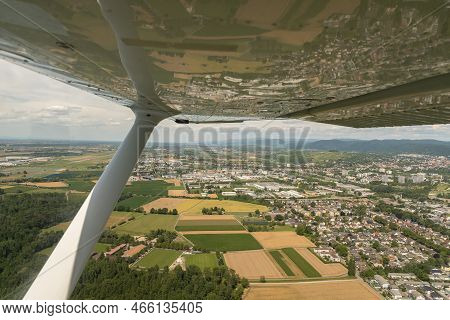 Lahr, Germany, July 9, 2022 Flight Over The City In A Small Plane