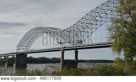 Hernando De Soto Bridge In Memphis Over Mississippi River - Travel Photography