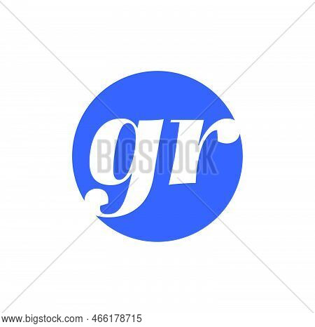 Gr Company Name Initial Letters Vector Icon. Gr Monogram On Blue Colors.