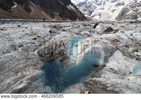 Bezengi Glacier And The Glacial Landscape. Main Caucasian Range.
