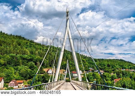 Bridge Above The Neckar River In Zwingenberg - Odenwald, Baden-wurttemberg, Germany