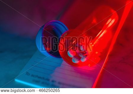 Medication Bottle With Pills Neon Glow