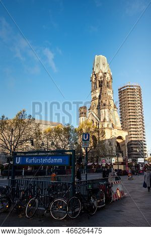 Berlin, Germany. November 2022. The Kaiser Wilhelm Gedachtniskirche In Berlin.