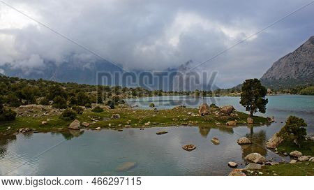 Beautiful Lake In Fann Mountains. Pamir-altay In Tajikistan.