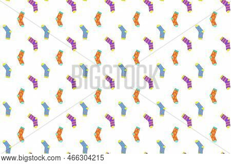 Colorful Odd Mismatched Socks Seamless Pattern. Scrapbooking Paper Print, Fabric Design. Vector Cart
