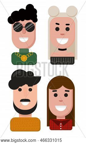 Flat Avatars Icons Set. Male And Female Characters