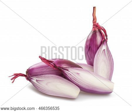 Red Onions Group  Isolated On White Background
