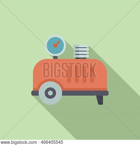 Rotary Compressor Icon Flat Vector. Air Machine. Pressure Tank