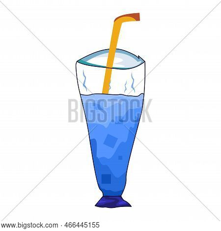 Illustration Of Cold Drink Design With A Hint Of Sweetness, Flat Vector Design Style Blue Color