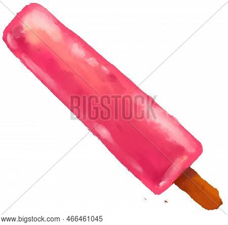 Frozen Cold Ice Cream Sweet Summer Dessert Watercolor Paitning Refreshing Illustration