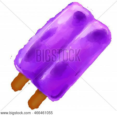 Frozen Cold Ice Cream Sweet Summer Dessert Watercolor Paitning Refreshing Illustration