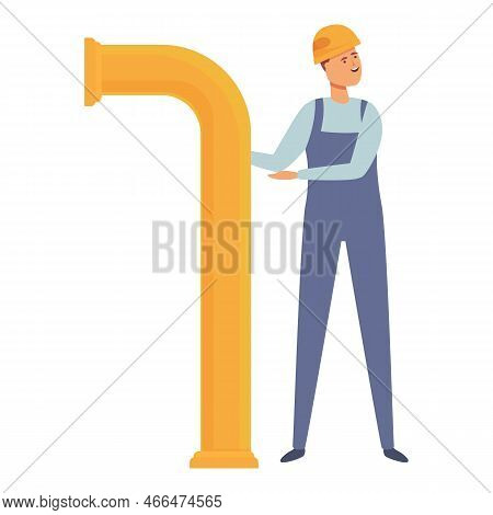 Gas Man Pipe Icon Cartoon Vector. Gasman Factory. Rig House