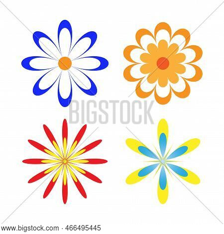Cartoon Flowers Icons. Simple Nature Floral Background. Mother Nature. Vector Illustration. Stock Im