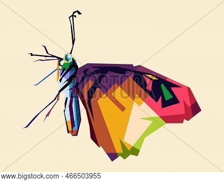 Design Illustration Of A Butterfly In Flight Cartoon Wpap Popart Artwork Illustration With Cool Colo