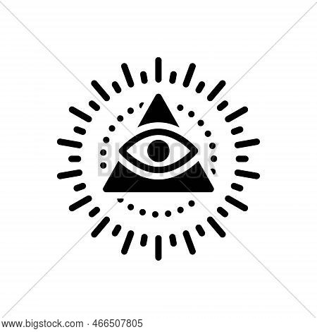 Black Solid Icon For Providence Foresight Guidance Allseeing Oracle Pyramid Eye