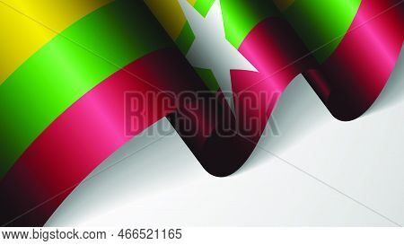 Eps10 Vector Patriotic Background With Flag Of Myanmar. An Element Of Impact For The Use You Want To