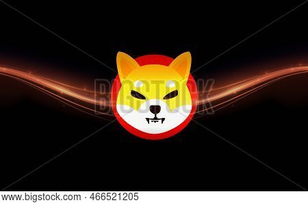 Shiba Virtual Currency Visuals On A Colorful Background. 3d Illustrations.