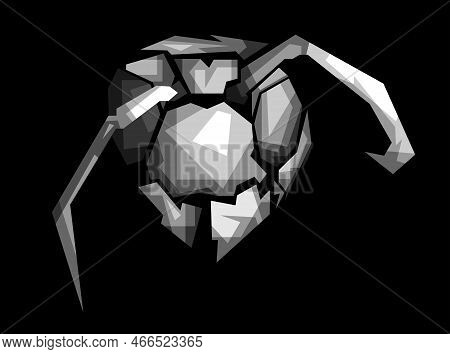 Illustration Design Of Wasp Head With Black And White Vector Wpap Pop Art
