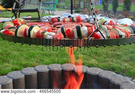 Barbecue, A Place In The Garden For Rest, Relaxation, Grilling, Bonfire