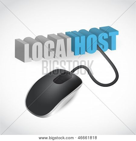Localhost Sign Connected To Mouse Illustration