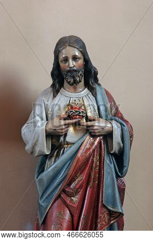Sacred Heart Of Jesus, Statue In The Parish Church Of The Three Kings In Karlovac, Croatia