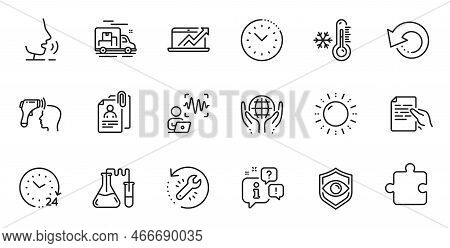 Outline Set Of Recovery Tool, Low Thermometer And Recovery Data Line Icons For Web Application. Talk