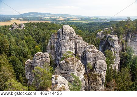 Hruboskalske Skalni Mesto Rock Panorama, Sandstone Rock City, Cesky Raj, Czech Or Bohemian Paradise,