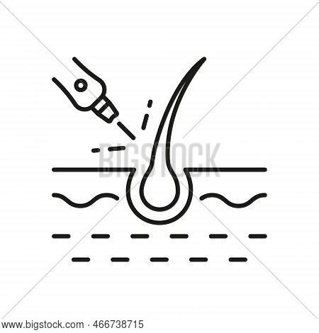 Hair Laser Removal Line Icon. Epilation, Depilation, Medical Treatment Linear Pictogram. Professiona