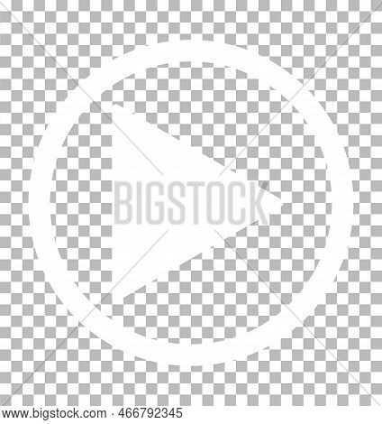White Play Button Icon On Transparent Background. Flat Style. White Play Button Icon For Your Web Si
