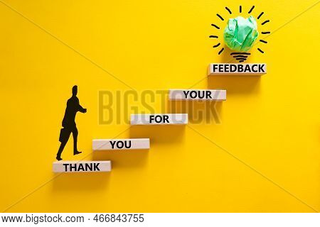Thank You For Feedback Symbol. Concept Words Thank You For Your Feedback On Wooden Blocks On A Beaut