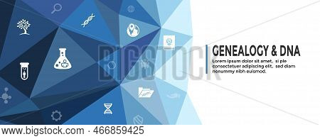 Ancestry Or Genealogy Icon Set With Family Tree Album Web Header Banner