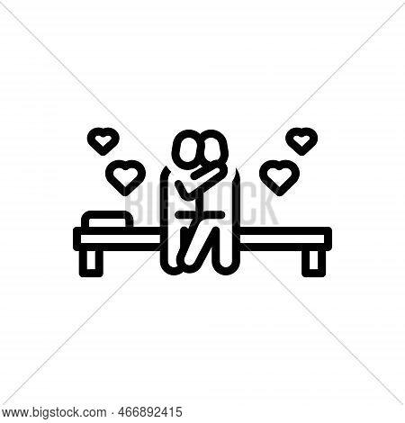 Black Line Icon For Intimate Kissing Affectionate Loving Dearest Couple Relationship Romantic Passio