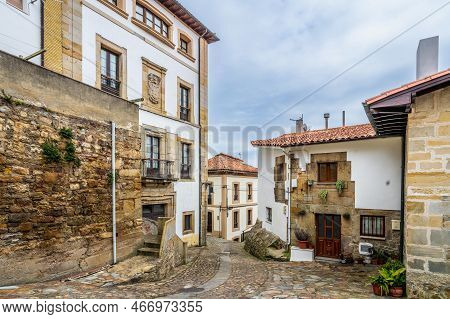 Llanes, Spain, April 10, 2021. View Of The Village Of Llastres, Lastres, In Asturias, Spain