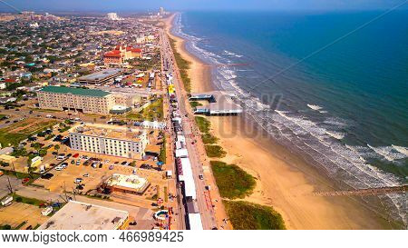 Island Of Galveston Texas From Above - Galveston, Texas - October 31, 2022