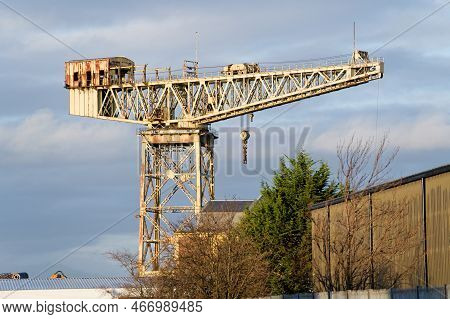 Shipbuilding Crane In Historical Clydebank Glasgow Scotland