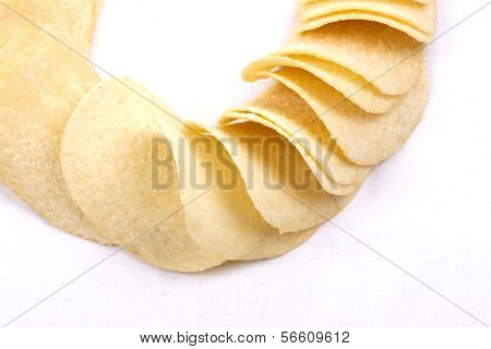 Potato Crisps (chips) On A White Background